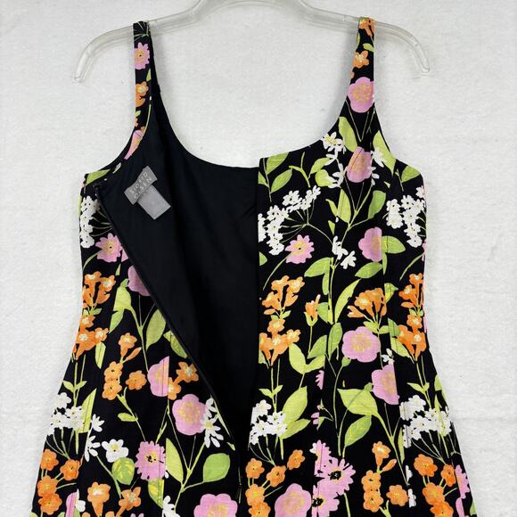 Sigrid Olsen Dress Womens Size 4 Black Floral Linen Blend Fully Lined Sleeveless - Picture 7 of 12